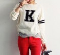 Cardigan Casual de Manga completa de Cuello redondo de Estilo Coreano del Patrón de Letras